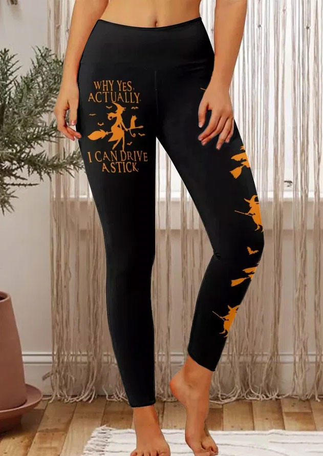 Why Yes Actually I Can Drive A Stick Witch Leggings - Black, SCM006494