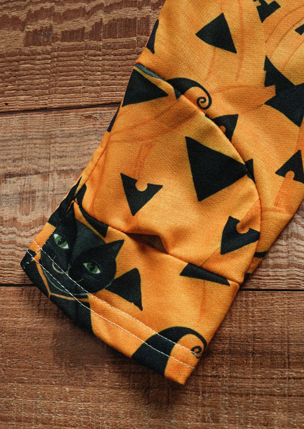 Halloween Color Block Pumpkin Face Cat Hoodie