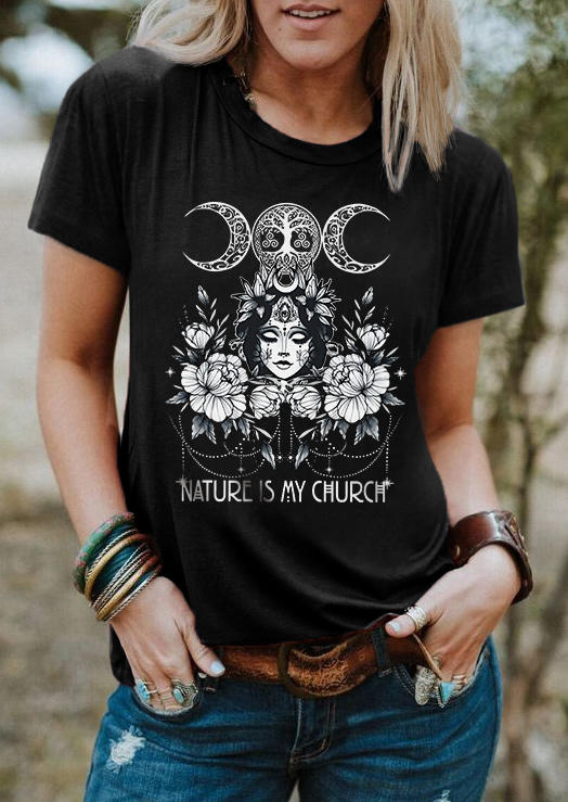 

Halloween Nature Is My Church Witch T-Shirt Tee - Black, SCM006532