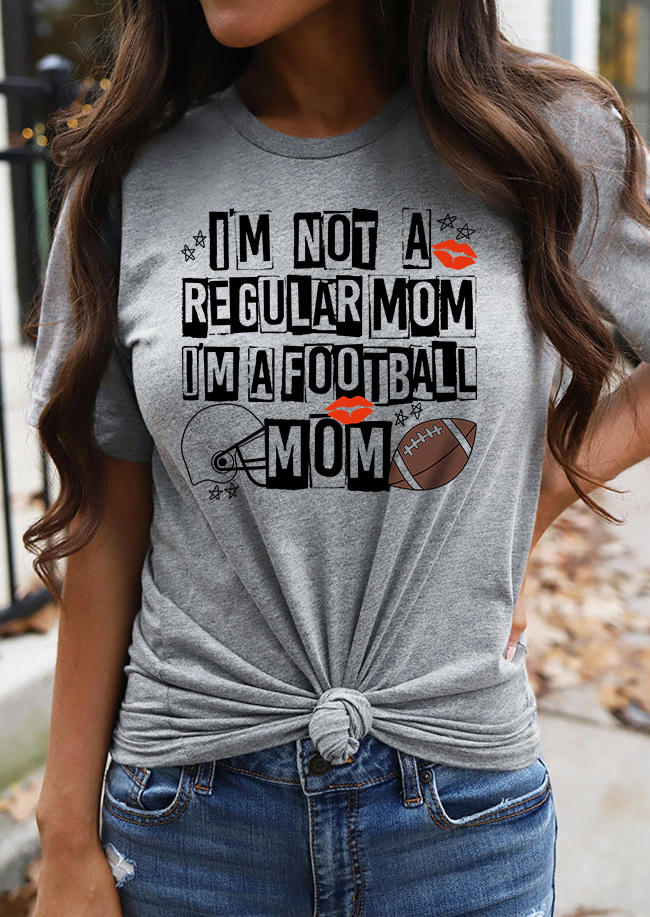 I'm Not A Regular Mom I'm A Football Mom T-Shirt Tee - Gray