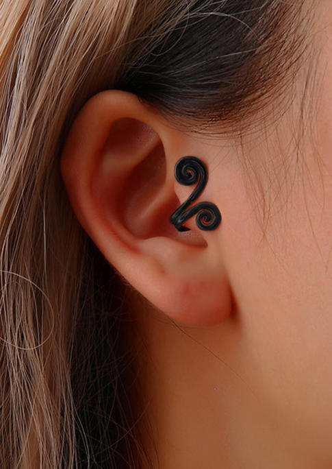 

1Pc Spiral Alloy Ear Clip Earring, Black, SCM006642