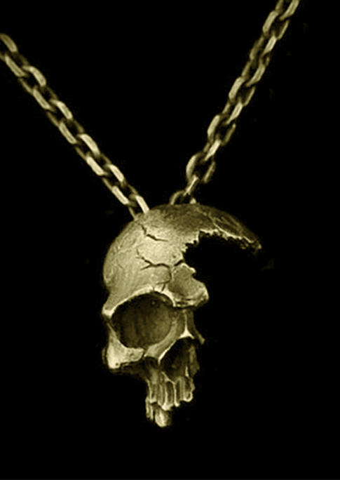 

Halloween Half Skull Pendant Necklace, Gold, SCM006146