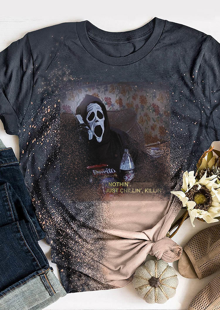 

Halloween Horror Movie Bleached T-Shirt Tee - Black, SCM006382