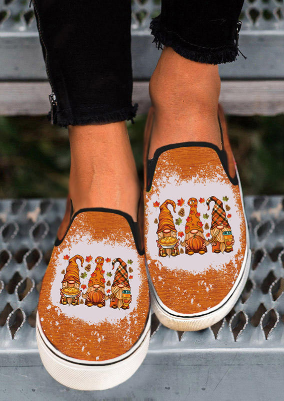 

Gnomies Maple Leaf Pumpkin Bleached Flat Sneakers - Orange, SCM006962