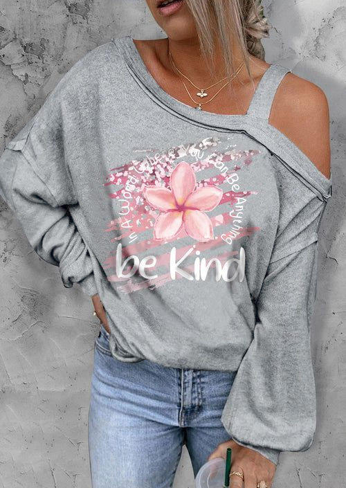 

In A World Where You Can Be Anything Be Kind Cherry Blossoms Blouse - Gray, SCM007093