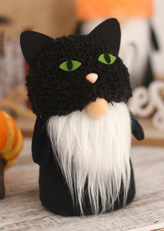 

Black Cat Pumpkin Gnomies Faceless Doll Ornament, SCM006344