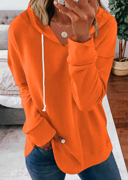 

Drawstring Long Sleeve Hoodie - Orange, SCM006592