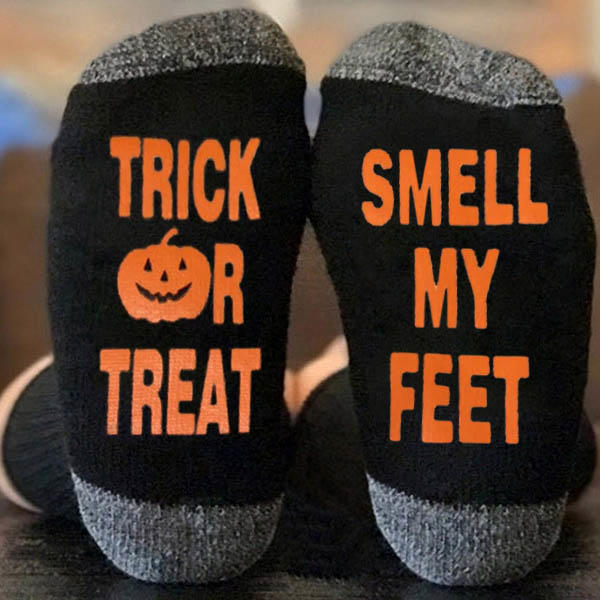 Halloween Trick Or Treat Smell My Feet Pumpkin Crew Socks