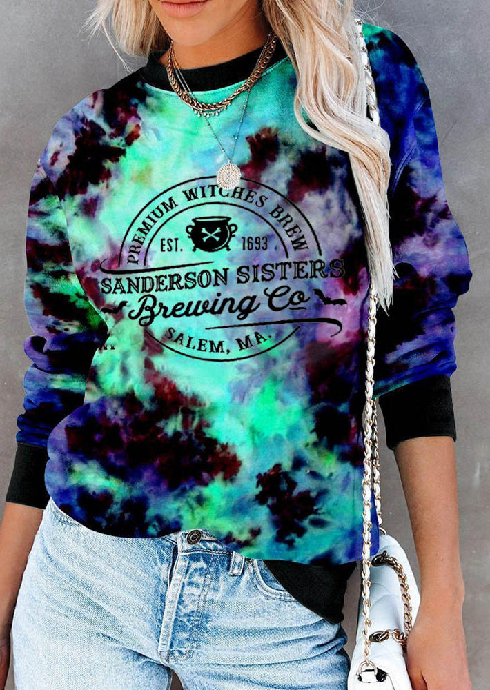 

Halloween Witches Tie Dye Pullover Sweatshirt, Multicolor, SCM006552