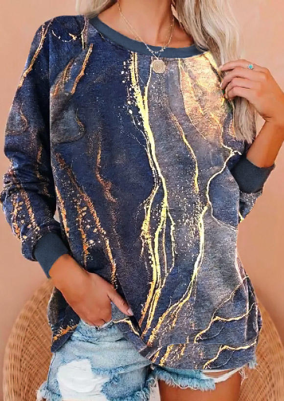 

Tie Dye Long Sleeve O-Neck Sweatshirt, Multicolor, SCM006618