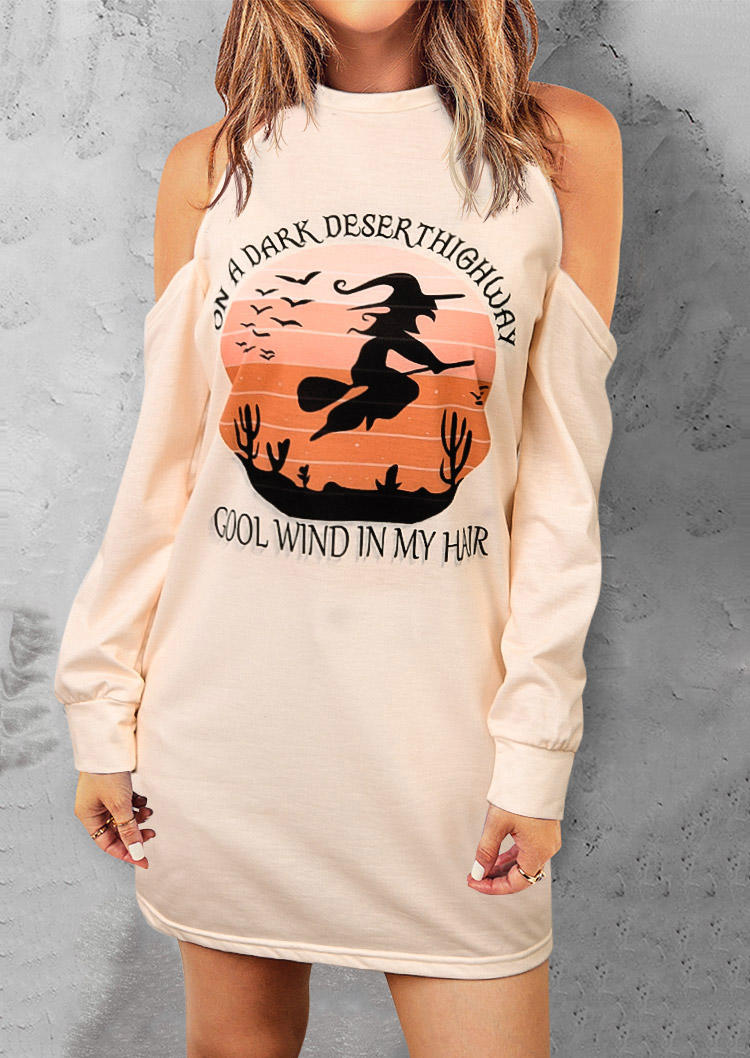 

Halloween On A Dark Desert Highway Witch Mini Dress - Beige, Apricot, SCM006626