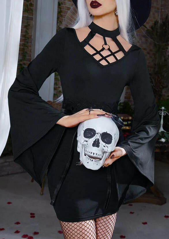 

Halloween Criss-Cross Open Back Mini Dress - Black, SCM006833