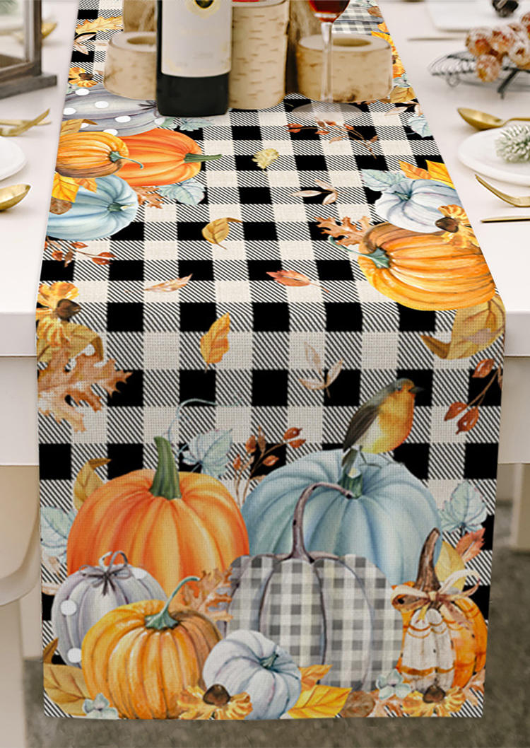 

Plaid Pumpkin Leaf Table Runner, Multicolor, SCM006945