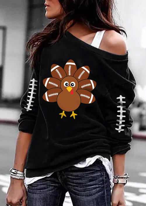 

Thanksgiving Turkey Football Sweatshirt without Tank - Black, SCM006581