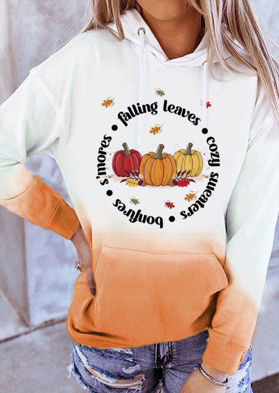 

Falling Leaves Cozy Sweaters Bonfires 'mores Pumpkin Gradient Hoodie - Orange, SCM006773