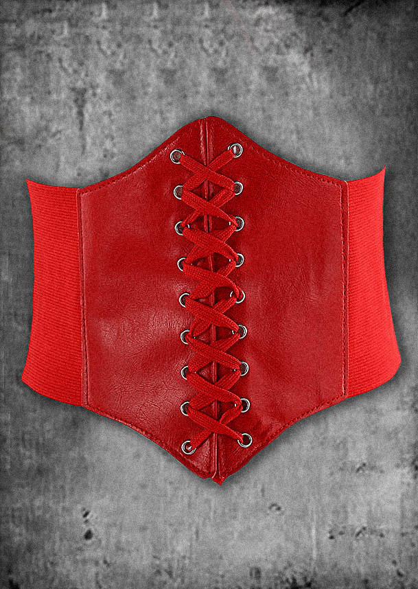 

Halloween Lace Up Wide Waistband Belt, Red, SCM006909