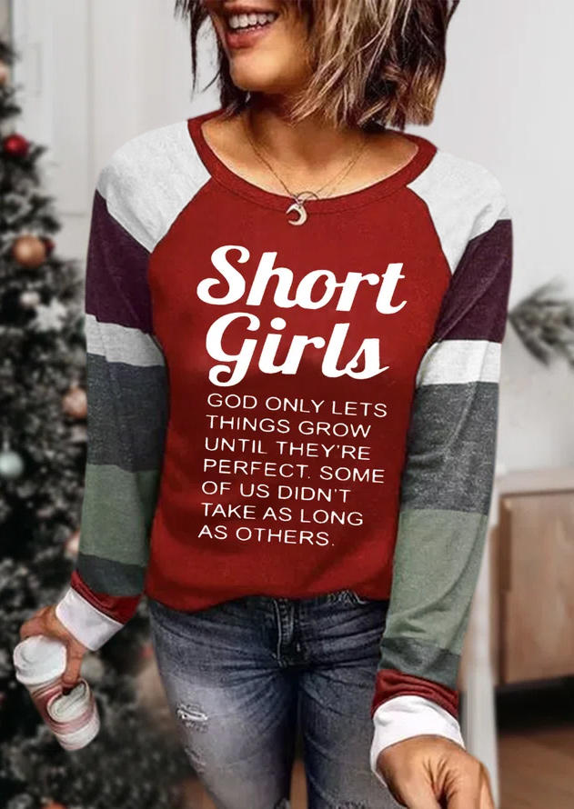 

Short Girls Color Block Raglan Sleeve T-Shirt Tee - Red, SCM006973