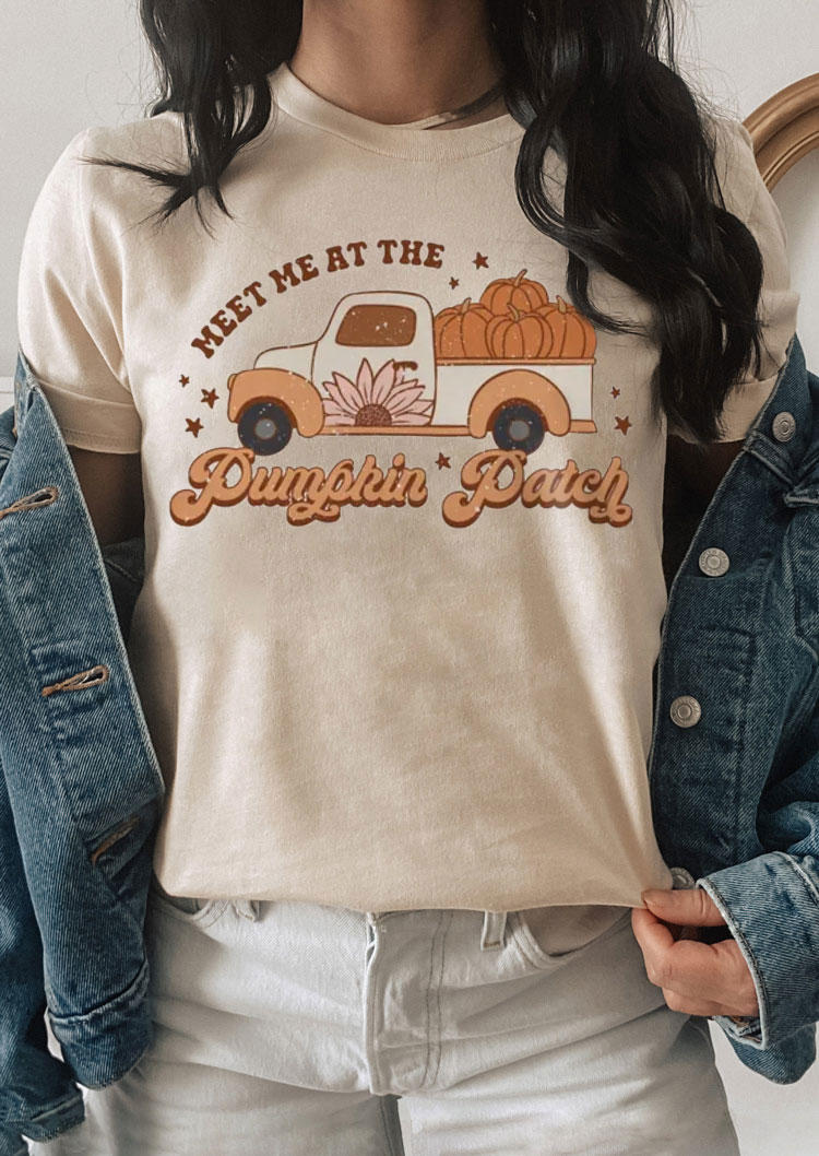 

Meet Me At The Pumpkin Patch Sunflower Truck T-Shirt Tee - Apricot, SCM007032