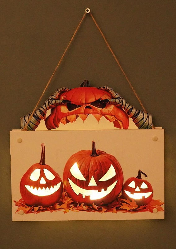 Halloween Pumpkin Light Door Sign Hanging Ornament