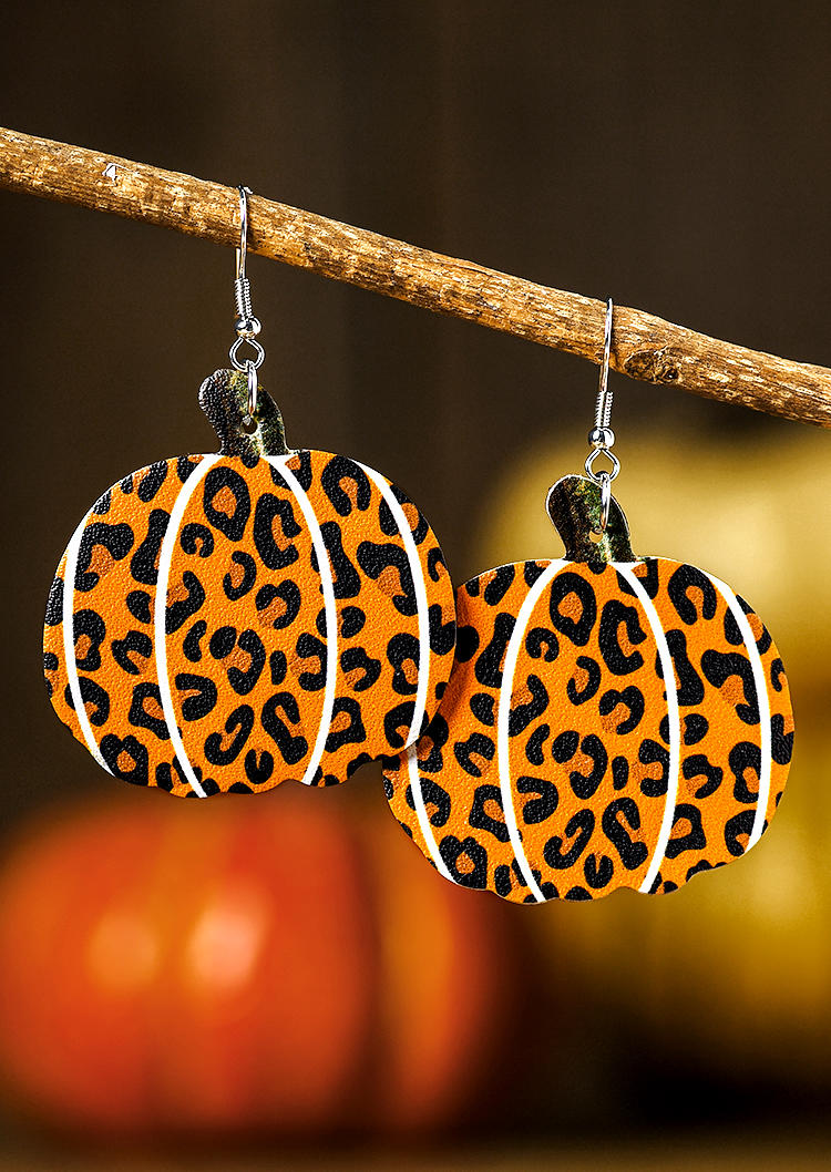 

Pumpkin Leopard PU Leather Earrings, Multicolor, SCM006811