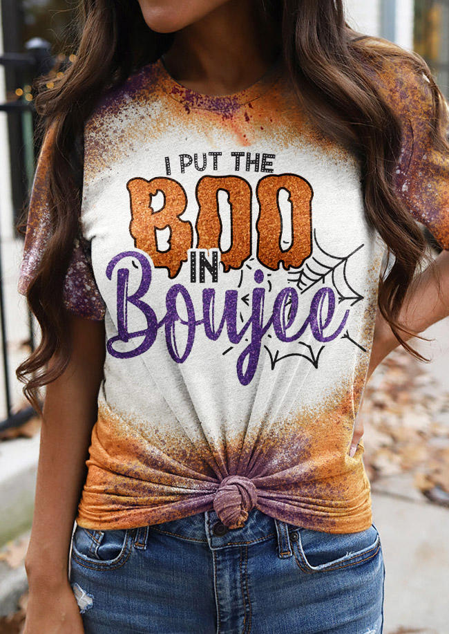 Halloween I Put The Boo In Boujee Bleached T-Shirt Tee