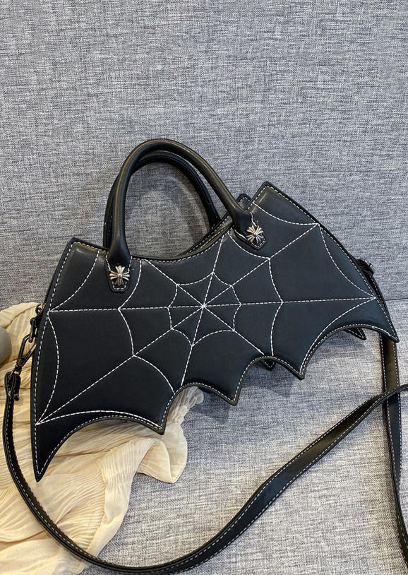 

Halloween Bat Shaped Spider Web Crossbody Bag, Black, SCM007183