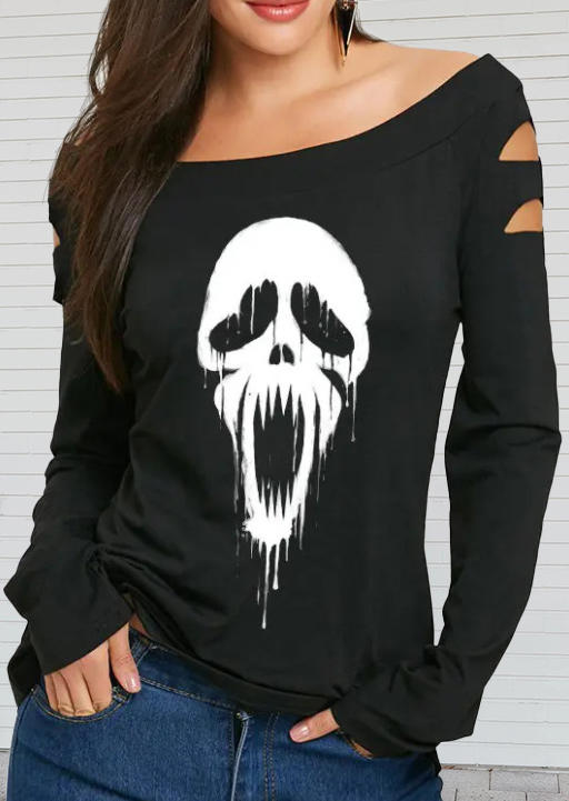 

Halloween Scary Ghost Cut Out Blouse - Black, SCM006697