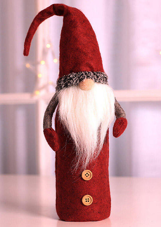 

Creative Button Faceless Doll Wine Bottle Cover, Red, 460775
