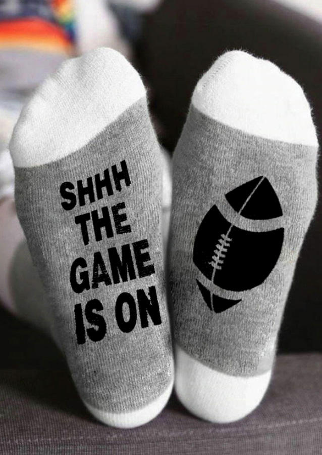 

Shhh The Game Is On Football Crew Socks, Gray, SCM006974