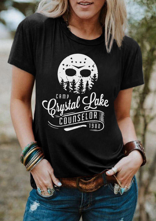 

Halloween Camp Crystal Lake Counselor T-Shirt Tee - Black, SCM007397