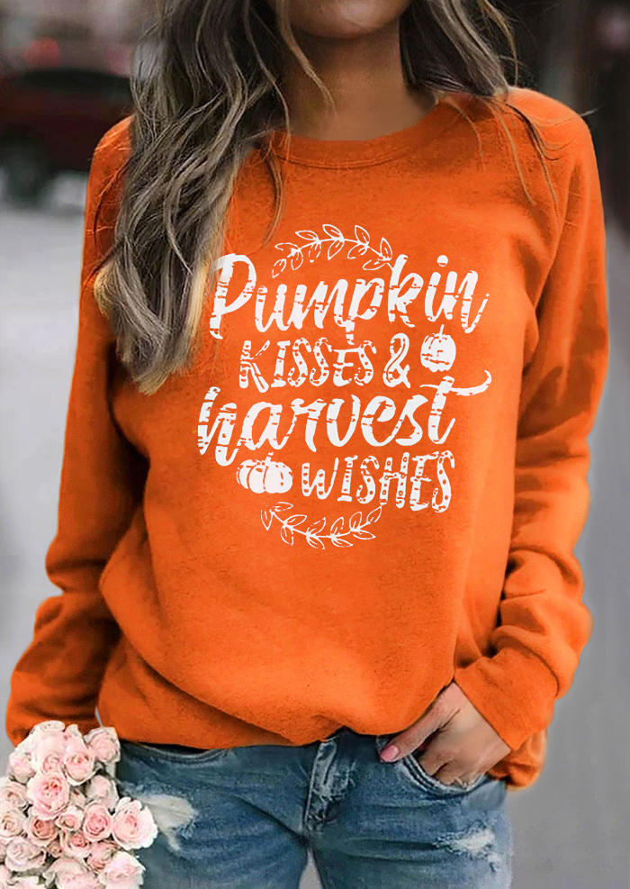 

Pumpkin Kisses & Harvest Wishes O-Neck Sweatshirt - Orange, SCM007503