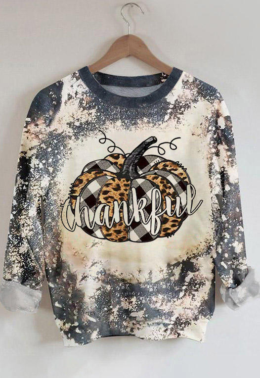 

Thankful Pumpkin Leopard Bleached Sweatshirt, Multicolor, SCM006663