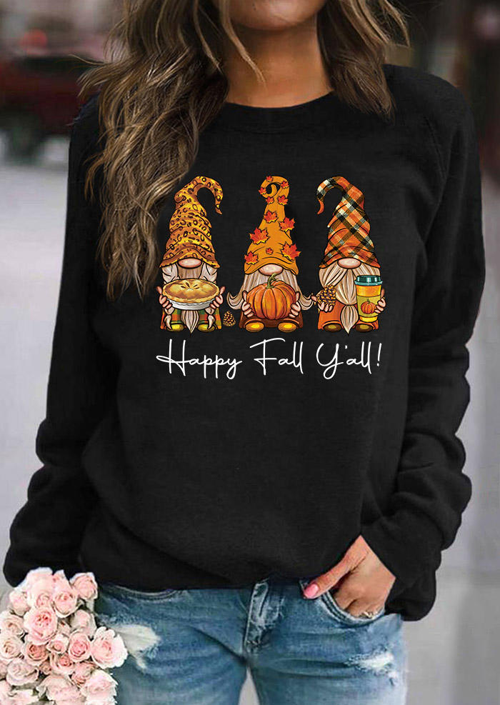 

Happy Fall Y'all Gnomies Pullover Sweatshirt - Black, SCM006851