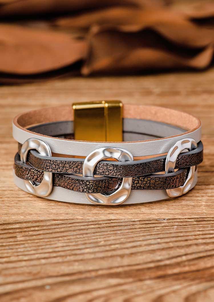 PU Leather Multi-Layered Magnet Buckle Bracelet
