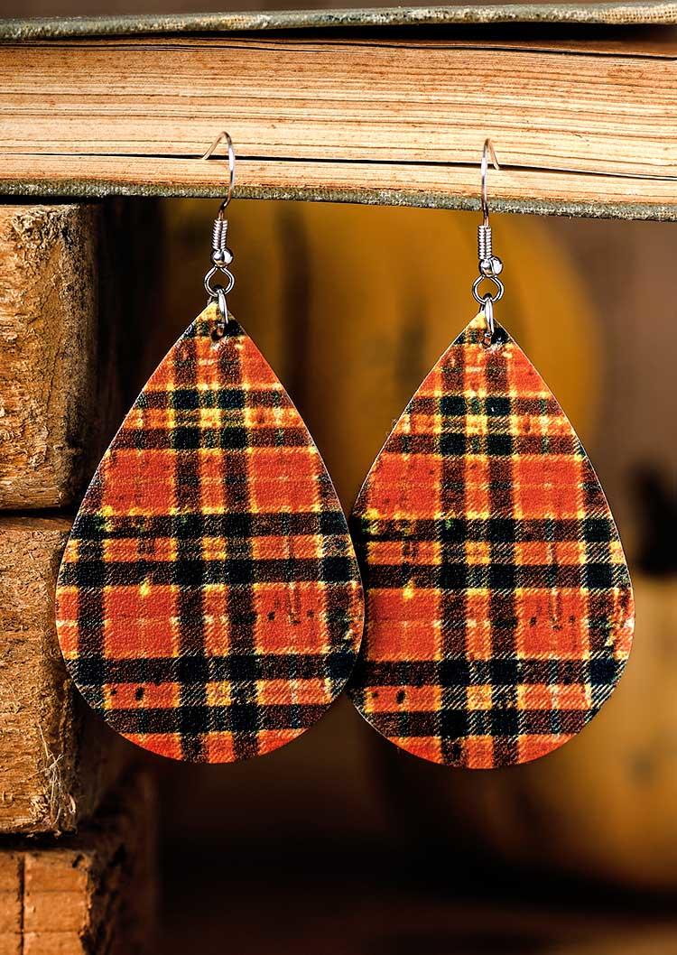 

Plaid PU Leather Water Drop Earrings, Multicolor, SCM007280