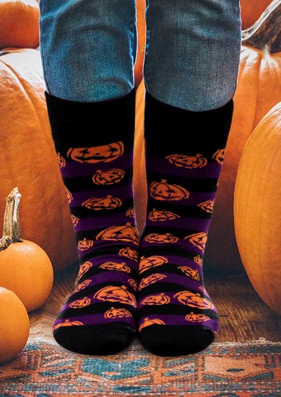 

Halloween Pumpkin Face Casual Crew Socks, Multicolor, SCM007288