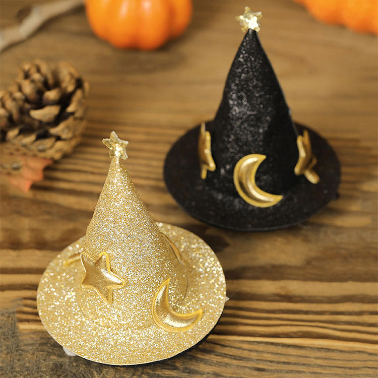 1Pc Halloween Glitter Witch Hat Moon Star Hair Clip