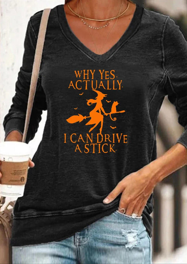 Halloween Why Yes Actually I Can Drive A Stick Sweatshirt - Black