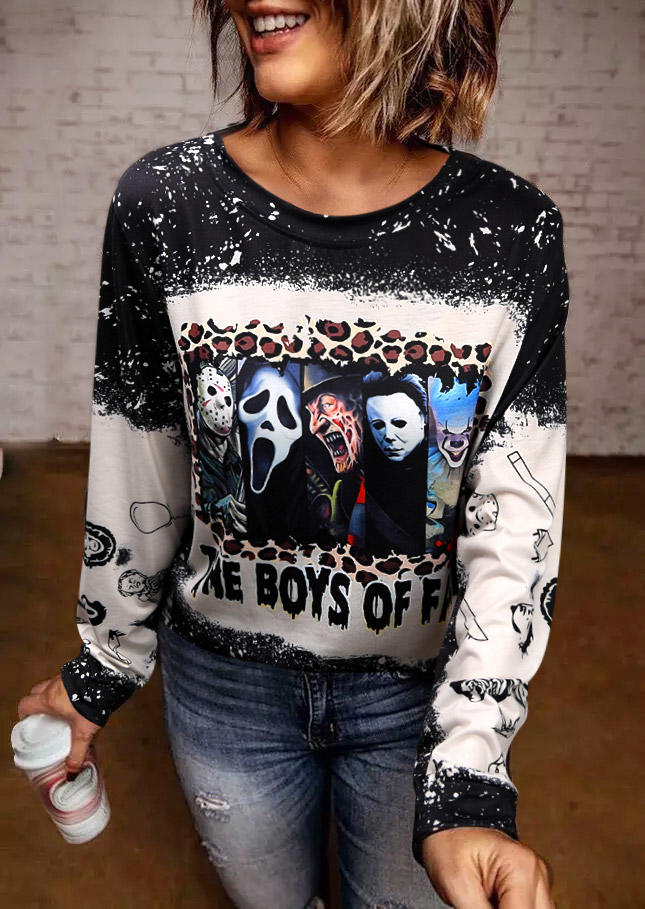 

Halloween The Boys Of Fall Leopard Bleached Sweatshirt - Black, SCM006320