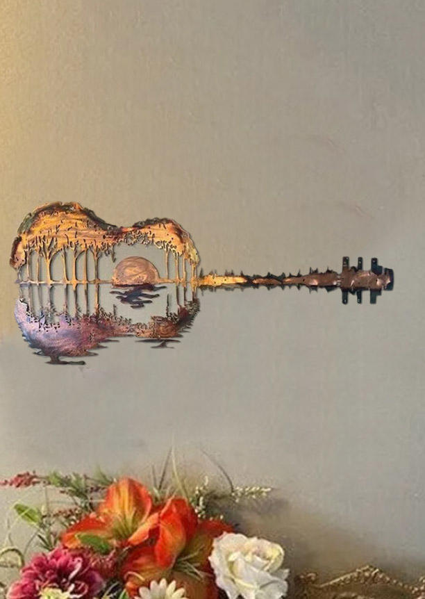 

Abstract Sunset Metal Guitar Ornament, Multicolor, SCM006414