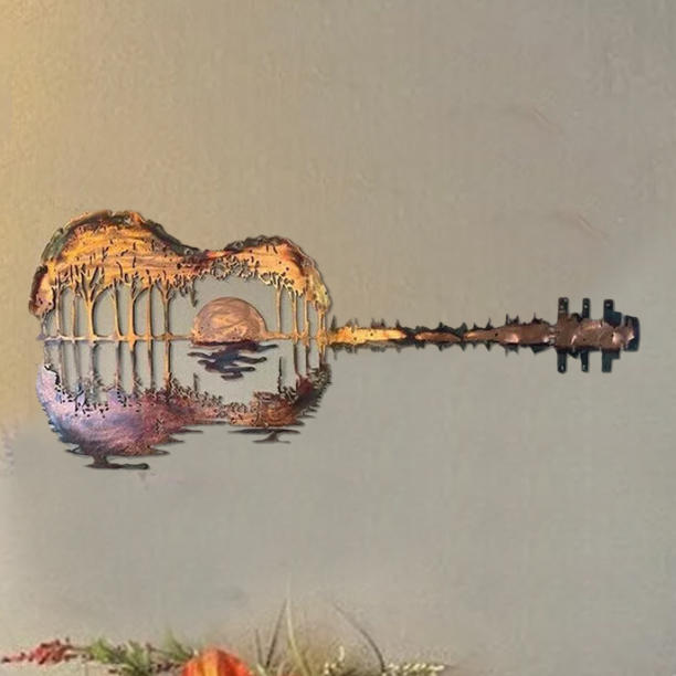 Abstract Sunset Metal Guitar Ornament