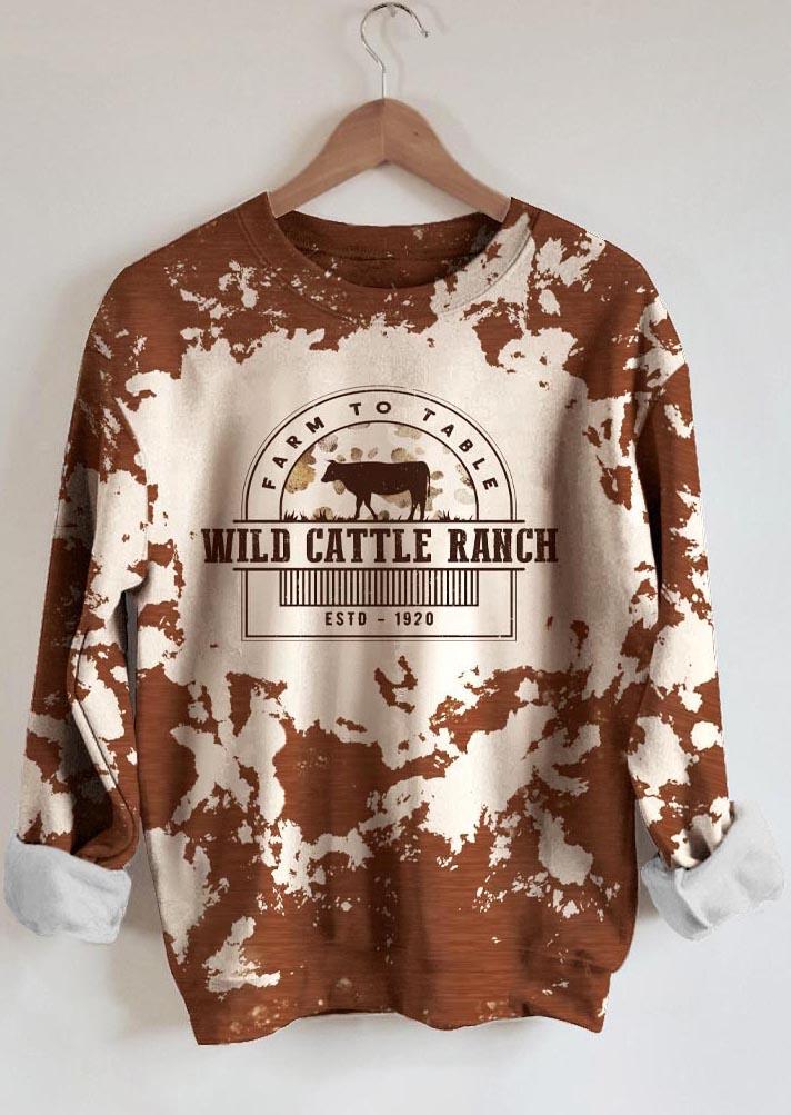 

Farm To Table Wild Cattle Ranch Tie Dye Pullover Sweatshirt, Multicolor, SCM007026