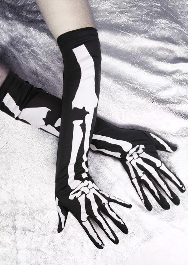 

Halloween Costumes Horror Skeleton Long Gloves, Black, SCM007041