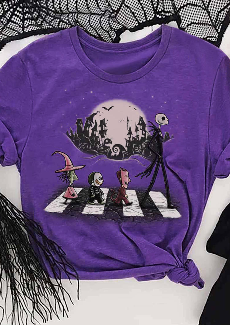 

Halloween Nightmare Squad O-Neck T-Shirt Tee - Purple, SCM007047