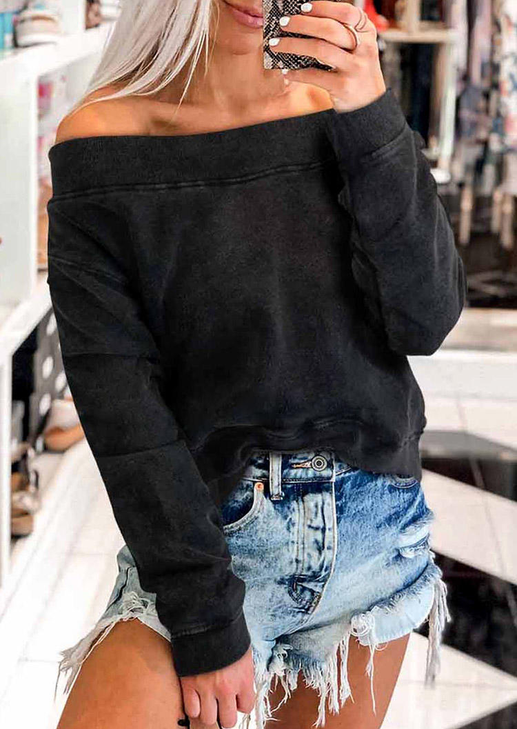 

Long Sleeve Off Shoulder Blouse - Black, SCM007059