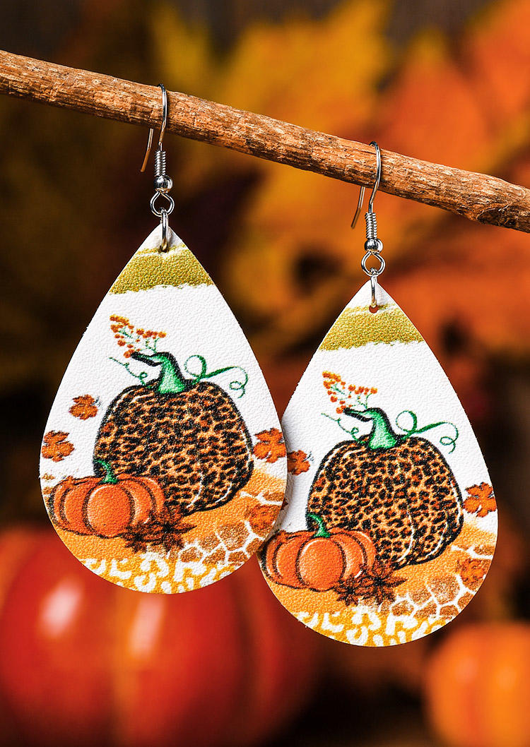 

Pumpkin Leopard PU Leather Water Drop Earrings, Multicolor, SCM007187