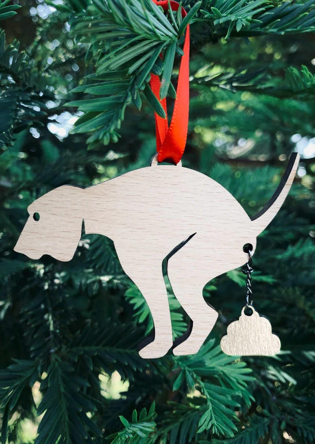 

Pooping Dog Christmas Tree Hanging Ornament - Beige, White, SCM007276