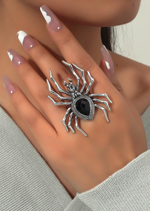 

Halloween Spider Alloy Ring, Silver, SCM007364