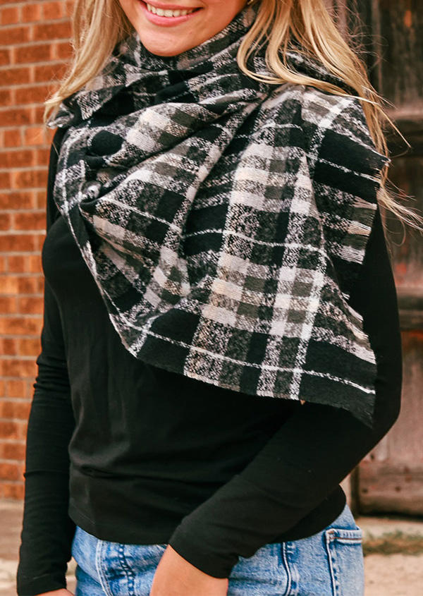

Plaid Frayed Warm Shawl Scarf, Multicolor, SCM007559