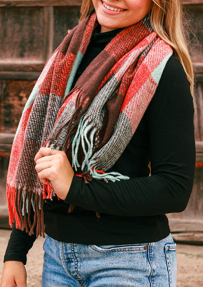 

Plaid Tassel Warm Shawl Scarf, Multicolor, SCM007560